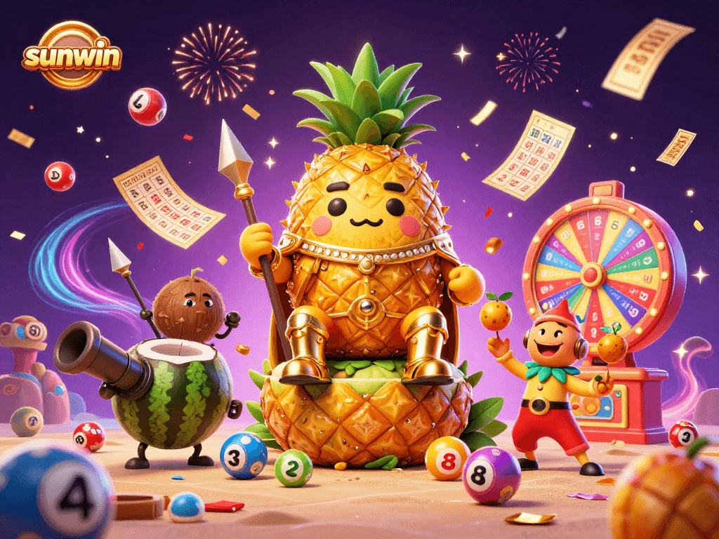 Engage with the sunwin casino experience featuring vibrant characters and lottery elements in action.