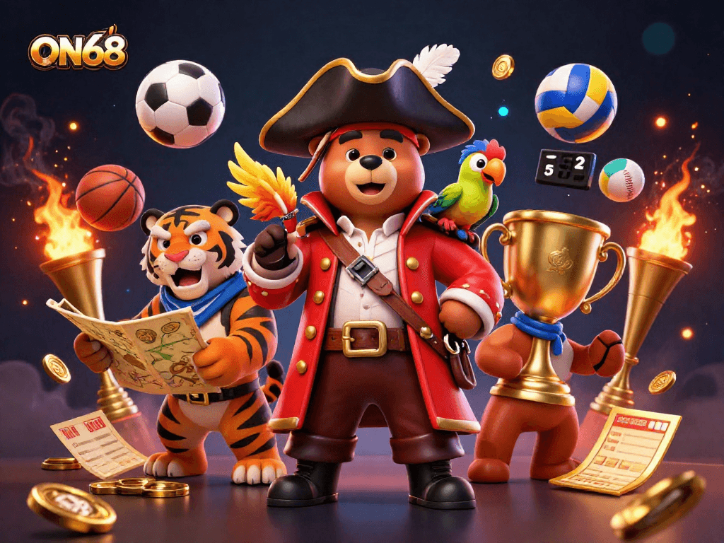 Experience thrilling gameplay and winning strategies with ON68 in this vibrant casino illustration.