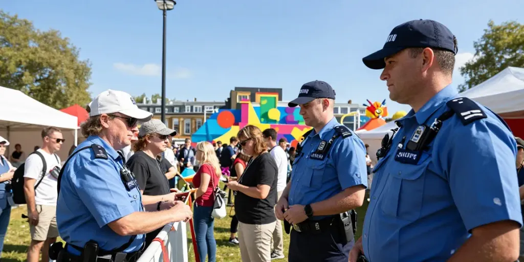 Security professionals delivering reliable services at a local event in London