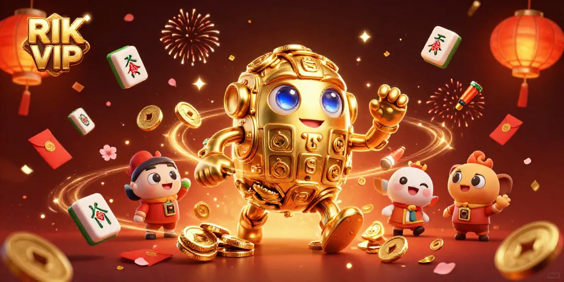 Engage with the RIK VIP online casino experience in an ultra-detailed 3D scene filled with festive elements.