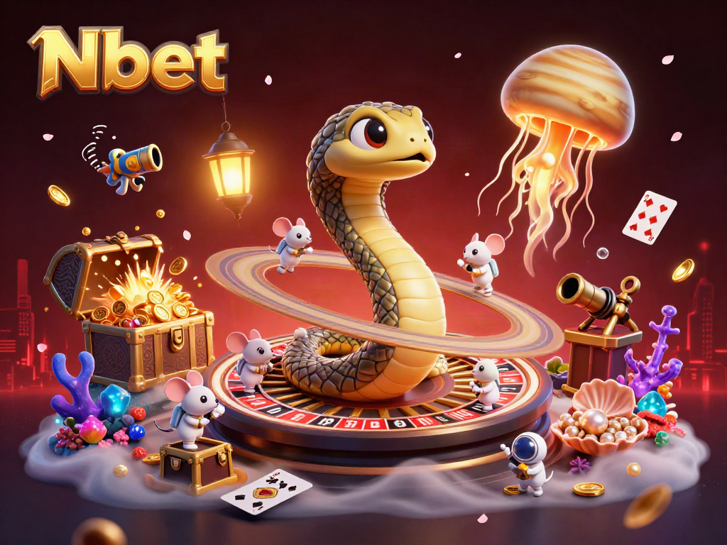 Experience Nbet's thrilling betting dynamics with cosmic characters and vivid casino elements.