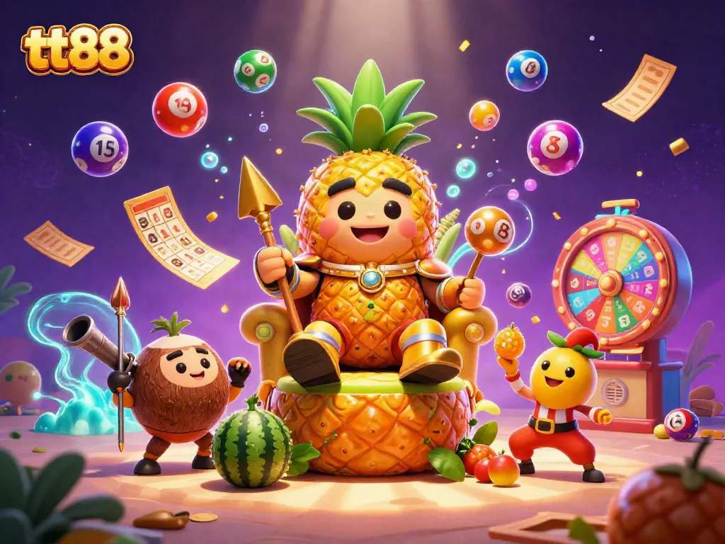 Engage in thrilling gameplay at tt88 with golden characters amidst colorful casino elements.
