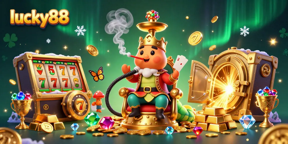 Experience thrilling wins with lucky88 in this colorful casino fantasy scene.