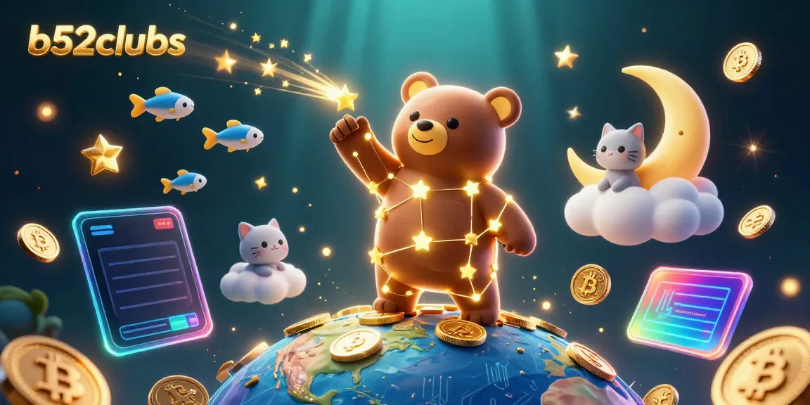 Engage with b52clubs for thrilling jackpot adventures in an arcade of shining gold coins and starry characters.