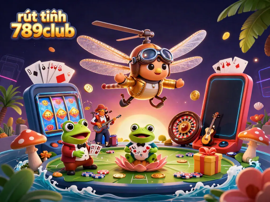 Engage in quick transactions with rút tiền 789club, featuring lively casino characters and exciting gaming visuals.