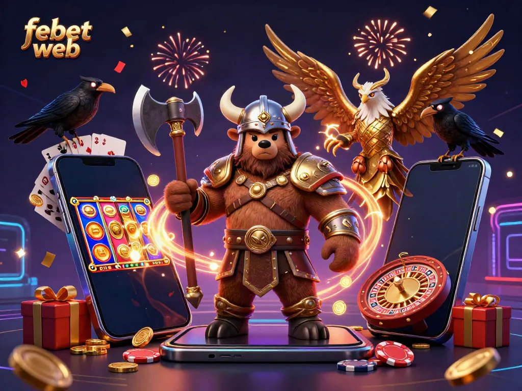 Experience the excitement of online gaming with febet web, featuring dynamic characters and vibrant casino elements.