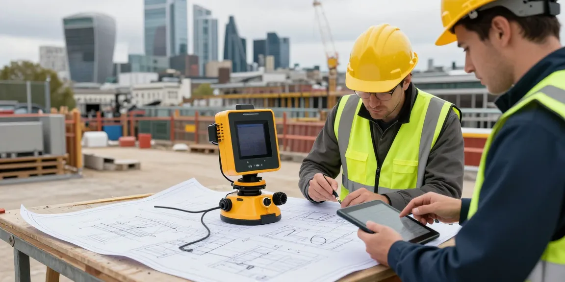 Utility Survey London technician using ground penetrating radar on a construction site