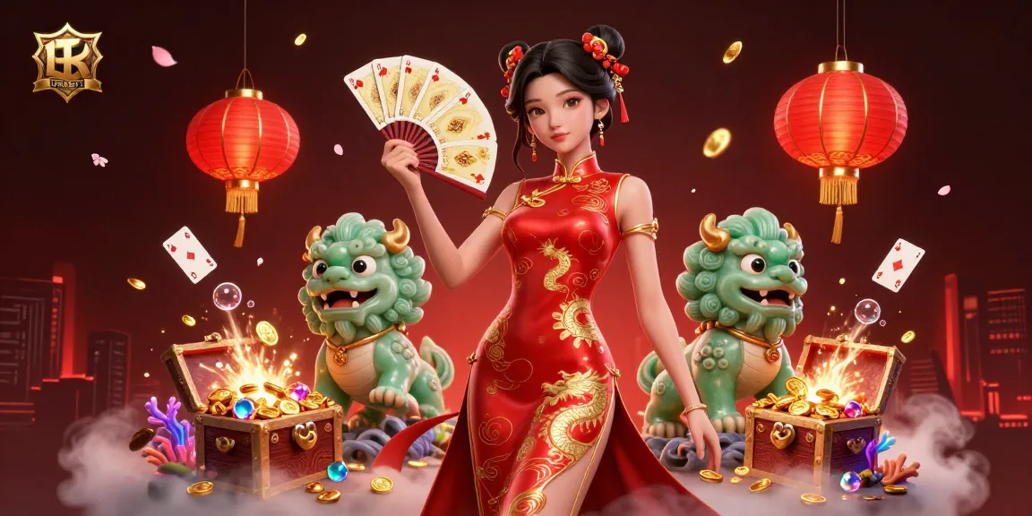 Experience the thrill of gambling with UFABET through a vivid illustration featuring traditional elements and casino games.