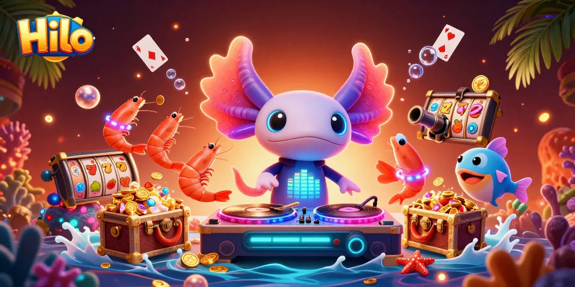 Experience Hilo's vibrant casino scene with dynamic gaming illustrations filled with glow and excitement.