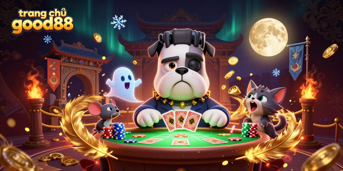 Experience thrilling gameplay at trang chủ good88 with a captivating 3D scene of a cartoon casino featuring unique characters.