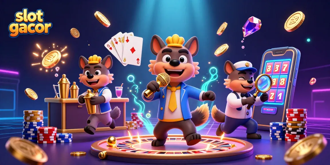 Experience thrilling slot gacor action with vibrant casino scenes featuring hyenas in a comedy club
