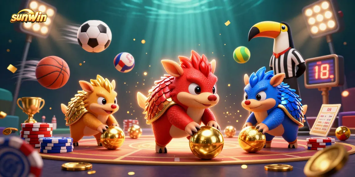 sunwin gaming pangolins battle through poker chips in an animated casino scene