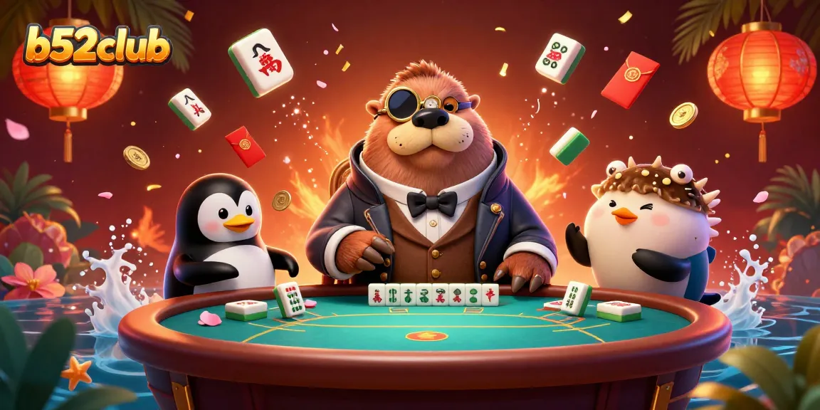 B52club's underwater poker scene showcases vibrant casino elements and characters in a whimsical setting.