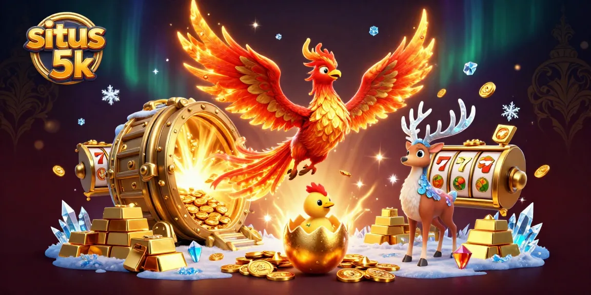 Engage with situs 5k's thrilling slot experience, featuring dynamic phoenix characters and treasure elements.