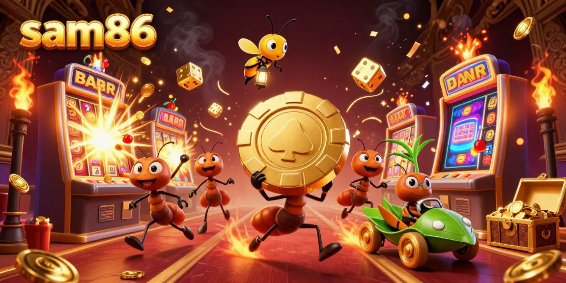 Experience thrilling wins at sam86 while discovering a vibrant casino heist scene with playful characters.