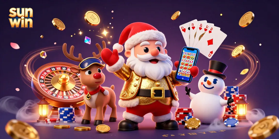 Engage with the thrilling sun win casino experience featuring Santa and his friends in a vibrant gaming scene.