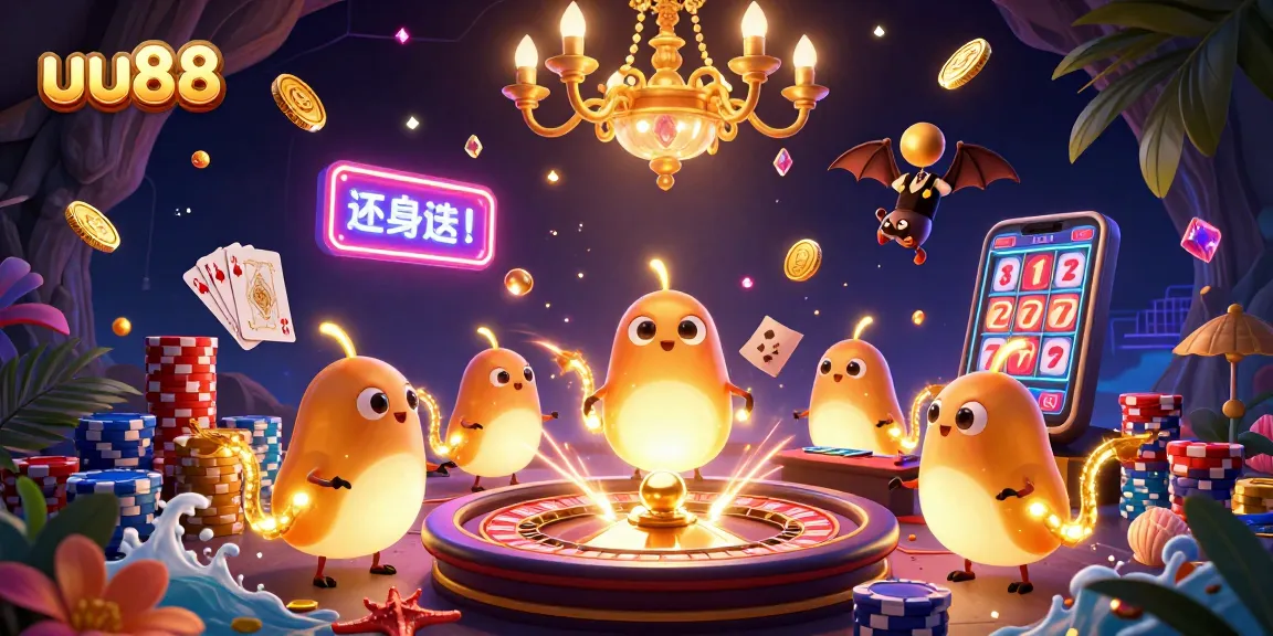Experience vibrant gameplay at uu88 with glowing characters lighting up a lively casino scene